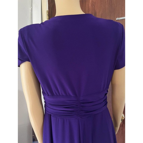 Johns Girl Royal Purple Vintage Faux Wrap Studded Broach Midi Dress Size 6 - Picture 6 of 7